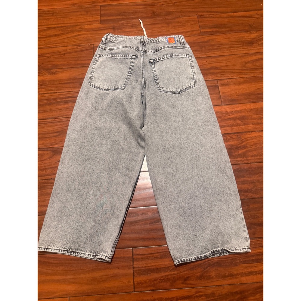 Empyre Loose Fit Skate Jeans Light Wash Acid Grey Wide Leg Denim Pants 28